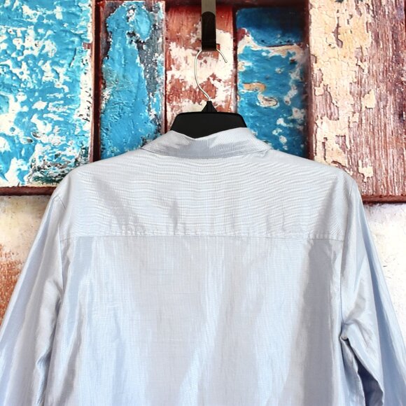 Women's Ruby Rd. Shirt Long Sleeve Top Button Up SIZE 14 Silver White Metallic - Picture 7 of 11